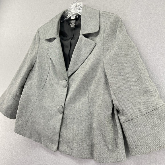 Studio 1940 Gray with Glitter Threading Blazer with Flared Sleeves Womans Medium - Picture 2 of 10